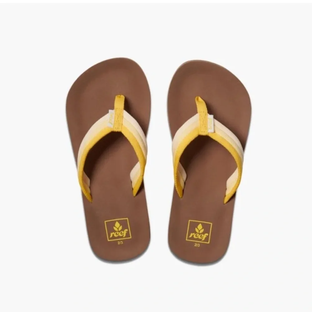 REEF Ahi Beach Sunshine foam sole flip flops sandals shoes size 4 5 youth kids